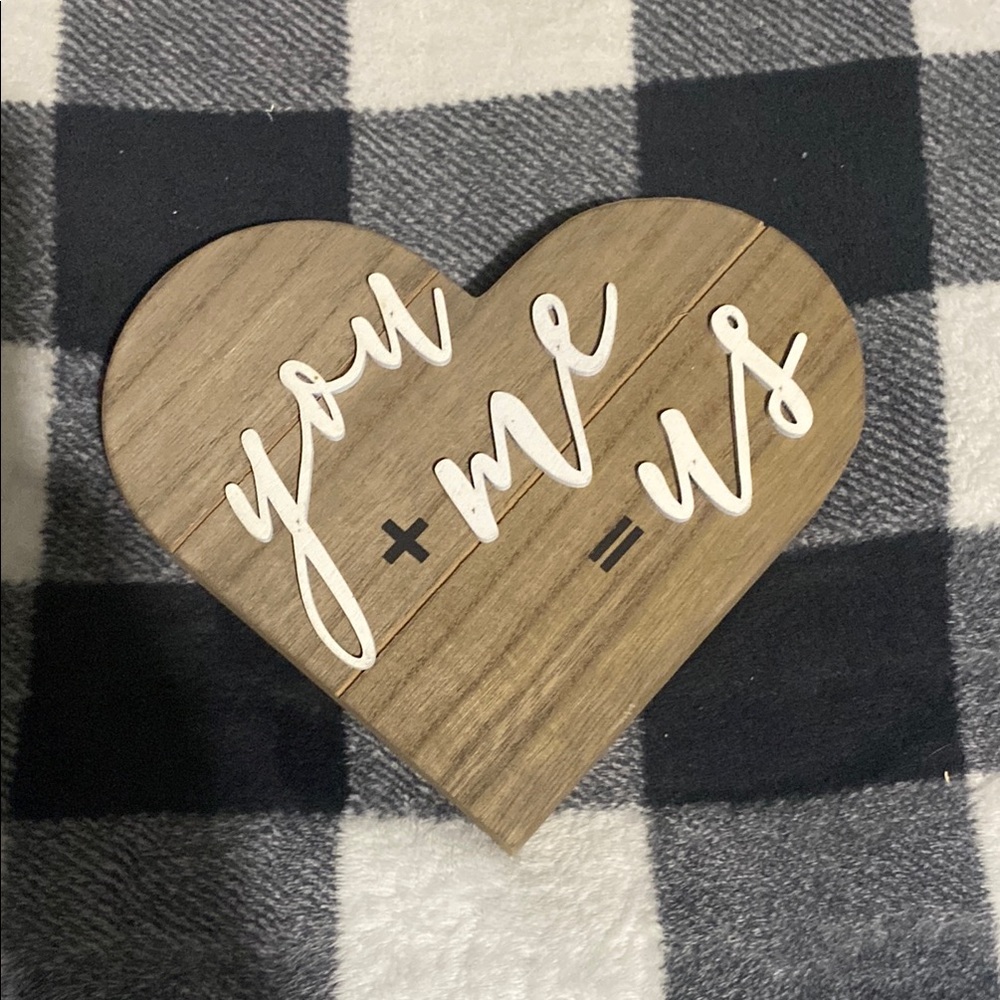Heart-Shaped Wooden Decor with White Text